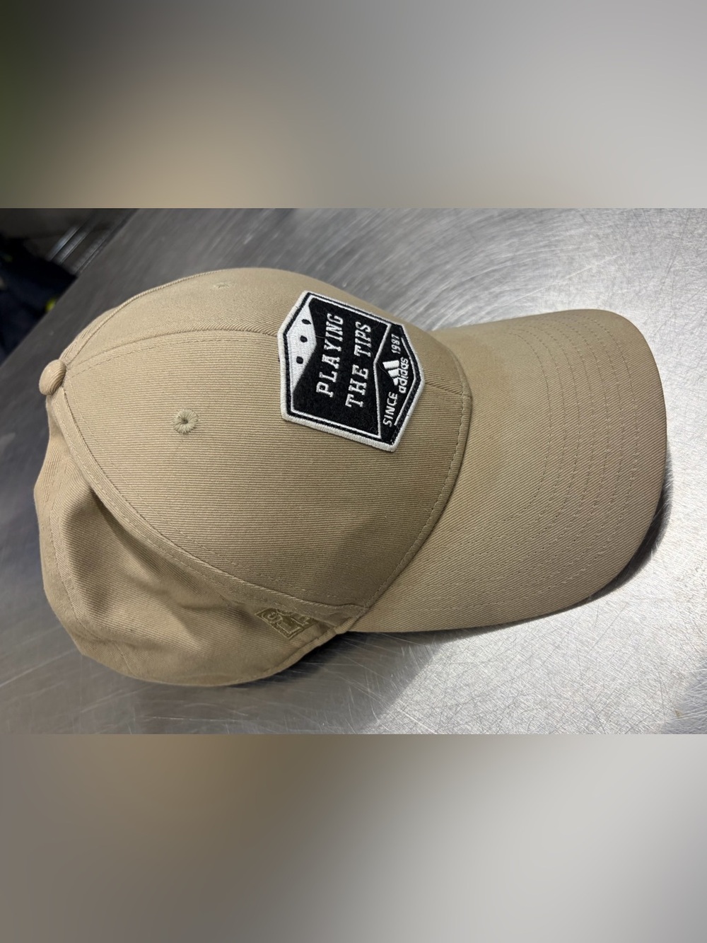 adidas Beige Golf Hat with Black & White Patch